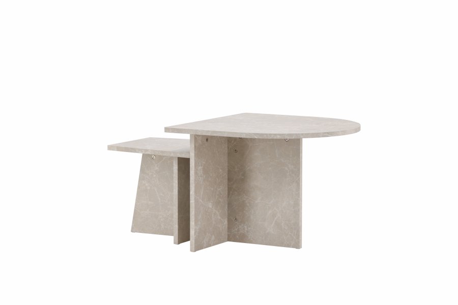 VENTURE DESIGN Sala salongbord - beige marmorlook MDF (60x60) 40x40) (sett med 2)