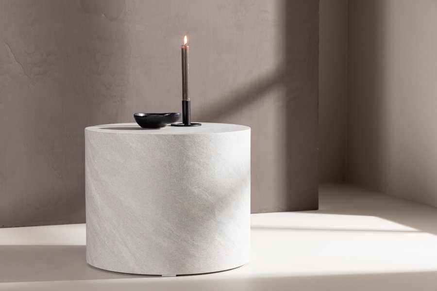 VENTURE DESIGN York salongbord, rundt - gr betonglook MDF (50)