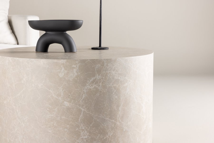 VENTURE DESIGN York salongbord, rundt - beige MDF (80)