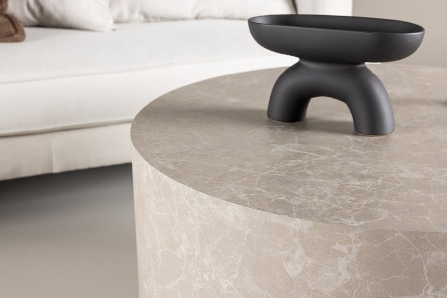 VENTURE DESIGN York salongbord, rundt - beige MDF (80)