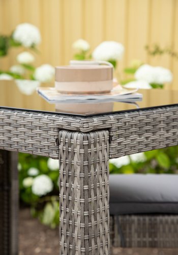 VENTURE DESIGN Alo utendrs barbord, rektangulrt - glass, gr polyrattan og stl (100x60)
