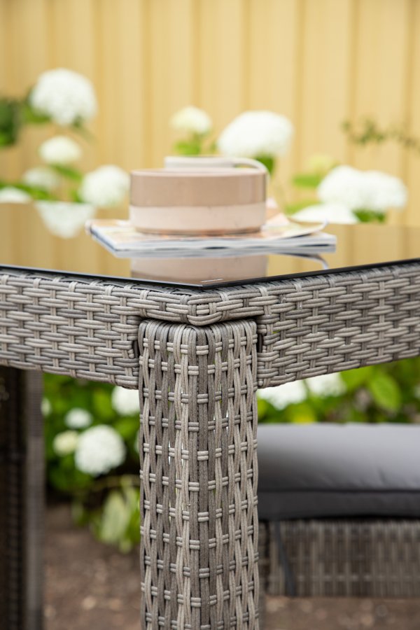 VENTURE DESIGN Alo utendrs barbord, rektangulrt - glass, gr polyrattan og stl (100x60)