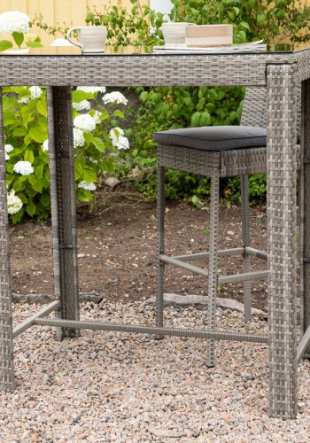 VENTURE DESIGN Alo utendrs barbord, rektangulrt - glass, gr polyrattan og stl (100x60)