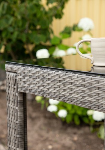 VENTURE DESIGN Alo utendrs barbord, rektangulrt - glass, gr polyrattan og stl (100x60)