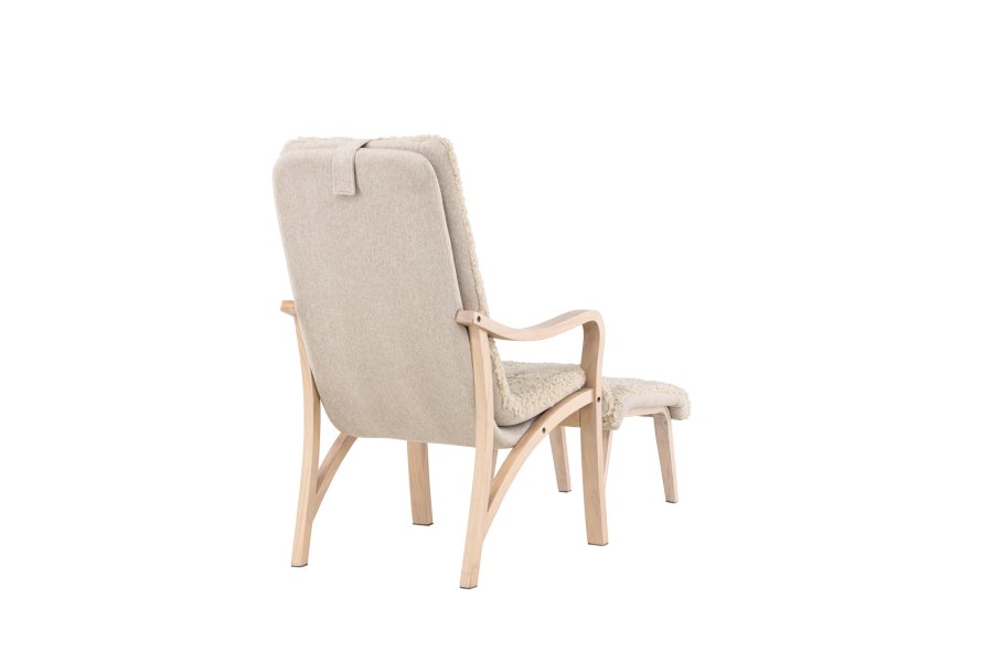 VENTURE DESIGN Frö Sessel mit Fußhocker und Nackenkissen – braunes Polyester und Sperrholz