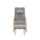 VENTURE DESIGN Frö Sessel mit Fußhocker und Nackenkissen - hellgraues Polyester und Eichenfurnier