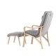 VENTURE DESIGN Frö Sessel mit Fußhocker und Nackenkissen - hellgraues Polyester und Eichenfurnier