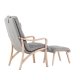 VENTURE DESIGN Frö Sessel mit Fußhocker und Nackenkissen - hellgraues Polyester und Eichenfurnier