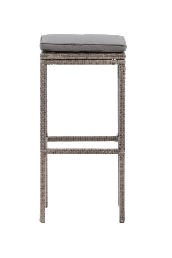 VENTURE DESIGN Alo Outdoor-Barhocker mit Fußstütze – graues Polyrattan und Aluminium