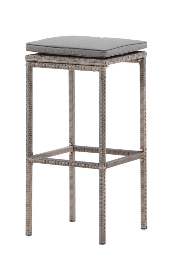 VENTURE DESIGN Alo Outdoor-Barhocker mit Fußstütze – graues Polyrattan und Aluminium