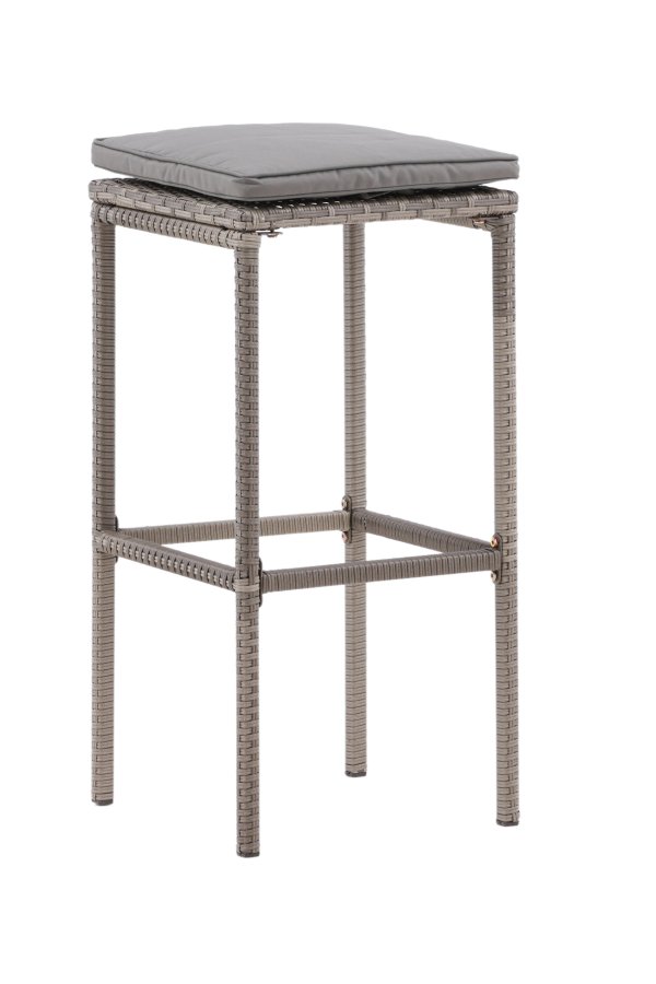 VENTURE DESIGN Alo Outdoor-Barhocker mit Fußstütze – graues Polyrattan und Aluminium