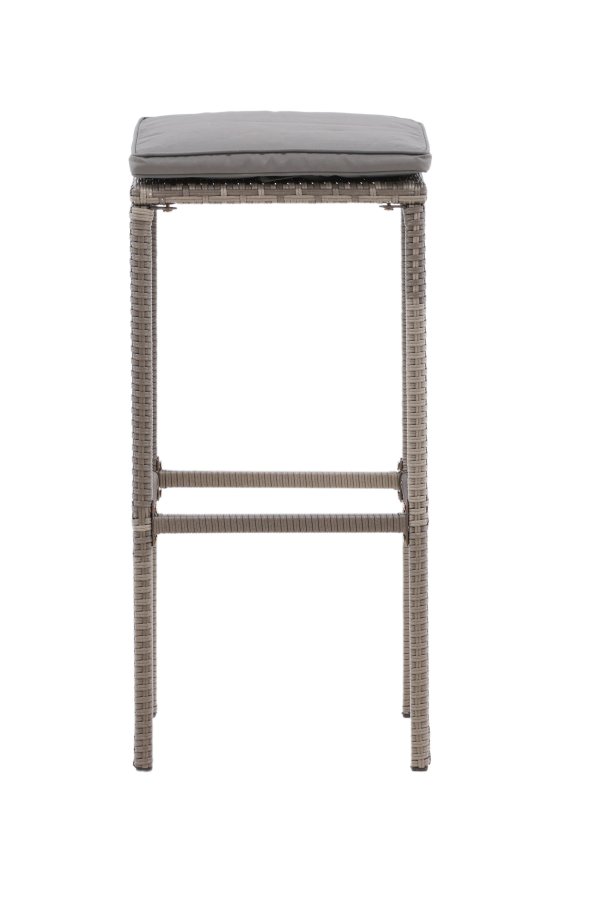 VENTURE DESIGN Alo Outdoor-Barhocker mit Fußstütze – graues Polyrattan und Aluminium