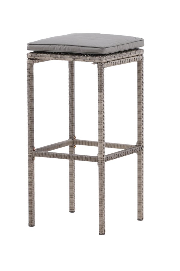 VENTURE DESIGN Alo Outdoor-Barhocker mit Fußstütze – graues Polyrattan und Aluminium