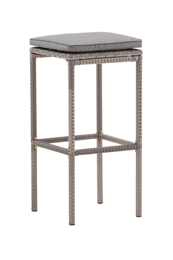 VENTURE DESIGN Alo Outdoor-Barhocker mit Fußstütze – graues Polyrattan und Aluminium