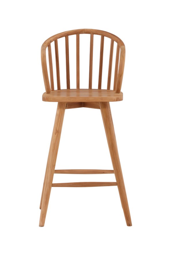 VENTURE DESIGN Bullerbyggd Outdoor-Barhocker mit Rückenlehne und Fußstütze – natürliches Teakholz