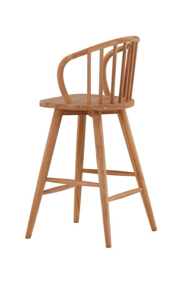 VENTURE DESIGN Bullerbyggd Outdoor-Barhocker mit Rückenlehne und Fußstütze – natürliches Teakholz