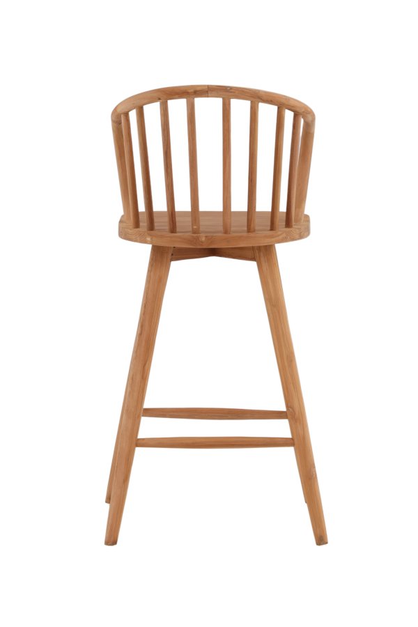 VENTURE DESIGN Bullerbyggd Outdoor-Barhocker mit Rückenlehne und Fußstütze – natürliches Teakholz