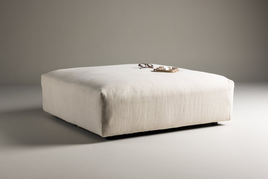 VIND COLLECTION Mavi modulsofapuff, firkantet - beige polyester og tre (105x105)