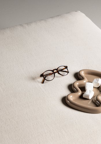 VIND COLLECTION Mavi modulsofapuff, firkantet - beige polyester og tre (105x105)