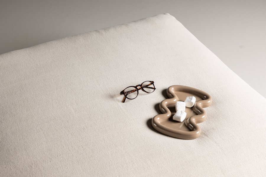 VIND COLLECTION Mavi modulsofapuff, firkantet - beige polyester og tre (105x105)