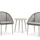 Café-Set „Corsica“ mit 1 Tisch, 2 Stühlen und Kissen – warmes graues Rattan und Aluminium