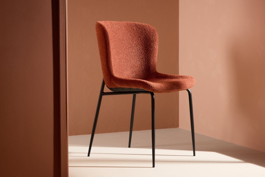 VENTURE DESIGN Modesto spisebordsstole - roasty boucl stof og sort stl