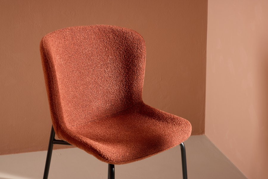 VENTURE DESIGN Modesto spisebordsstole - roasty boucl stof og sort stl