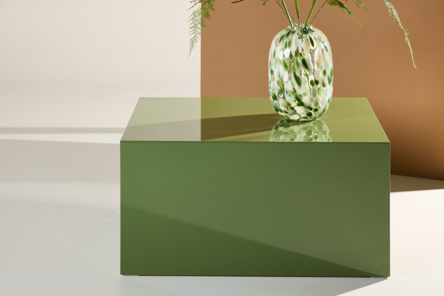 VENTURE DESIGN York lavt salongbord - mrkegrnn / glanset MDF