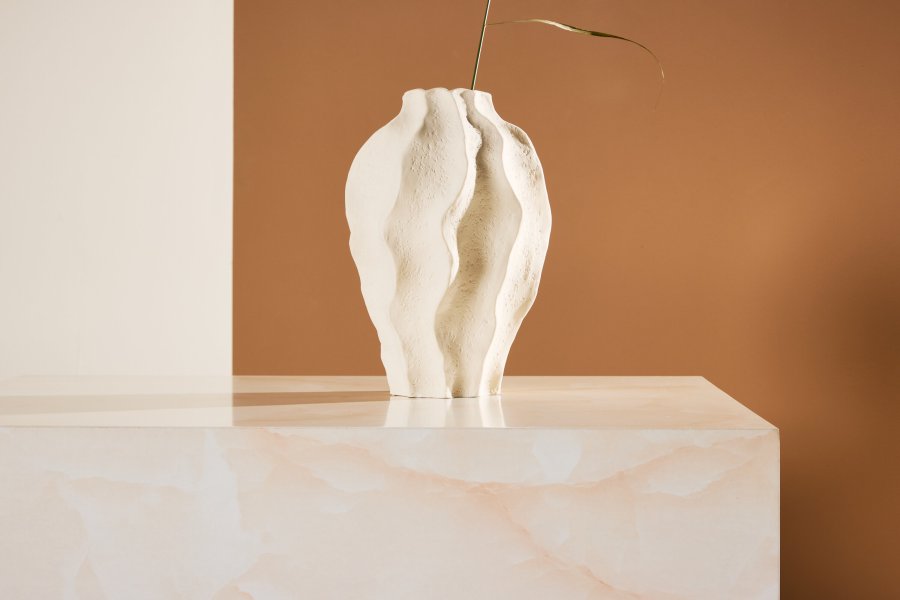 VENTURE DESIGN York lavt salongbord - lys gul / marmor utseende MDF