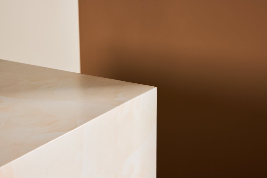 VENTURE DESIGN York hyt salongbord - lys gul / marmorlignende MDF