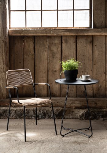 VENTURE DESIGN Bacong utendrs kafbord, rundt - svart stl (60)