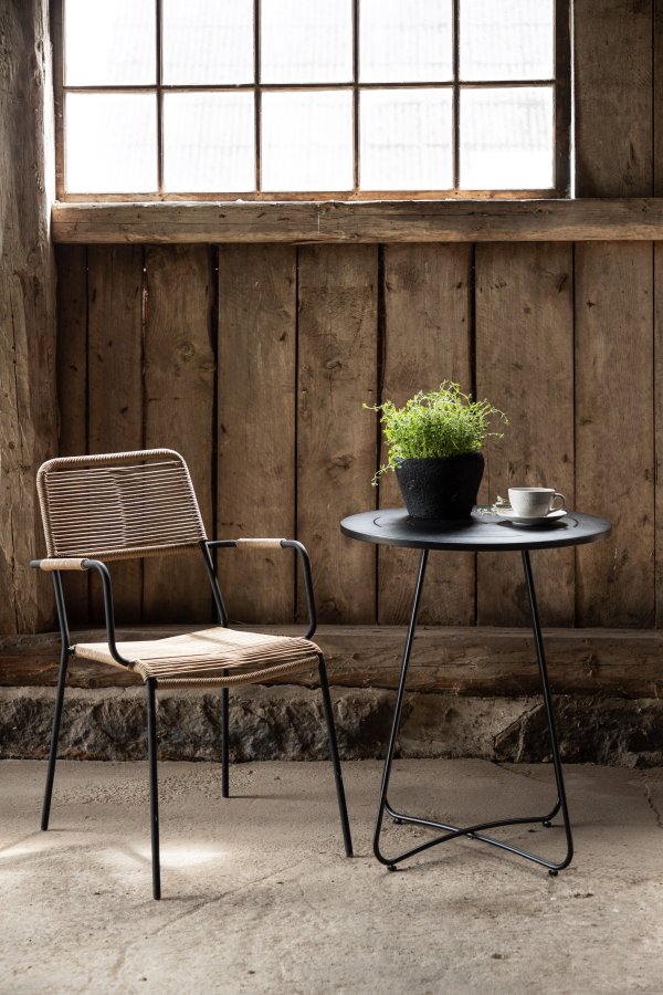 VENTURE DESIGN Bacong utendrs kafbord, rundt - svart stl (60)