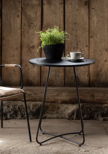 VENTURE DESIGN Bacong utendrs kafbord, rundt - svart stl (60)