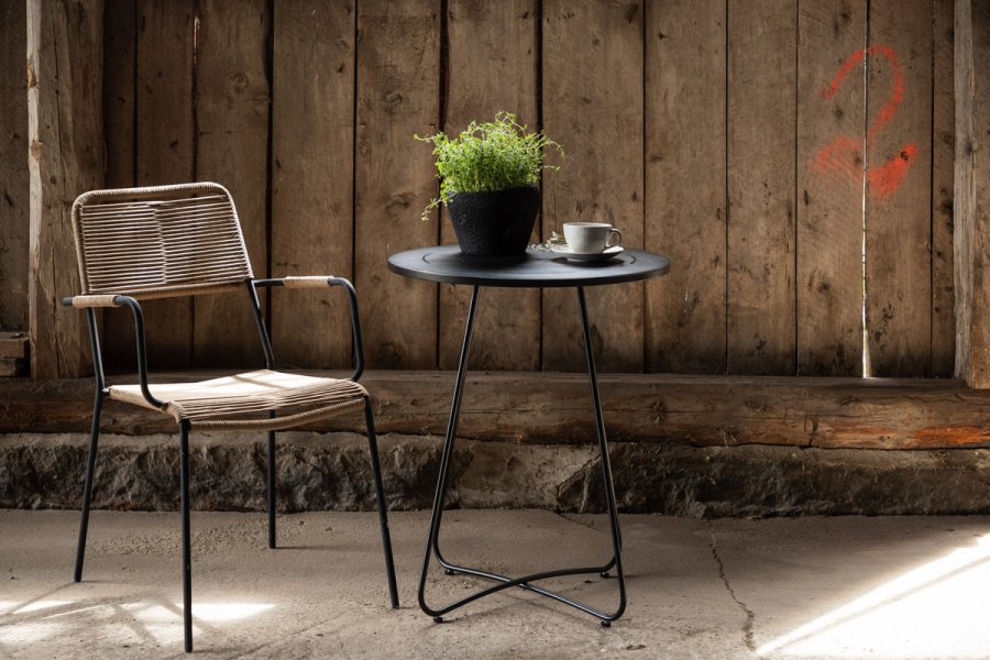 VENTURE DESIGN Bacong utendrs kafbord, rundt - svart stl (60)