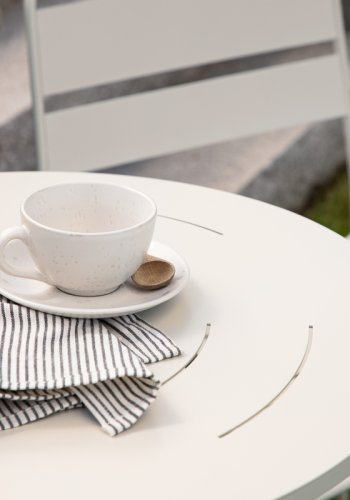 VENTURE DESIGN Bacong utend�rs kaf&eacute;bord, rundt - beige st�l (�60)
