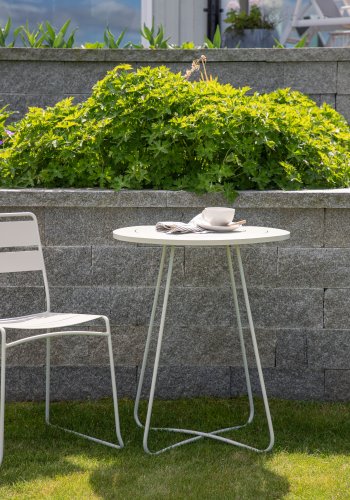 VENTURE DESIGN Bacong utend�rs kaf&eacute;bord, rundt - beige st�l (�60)