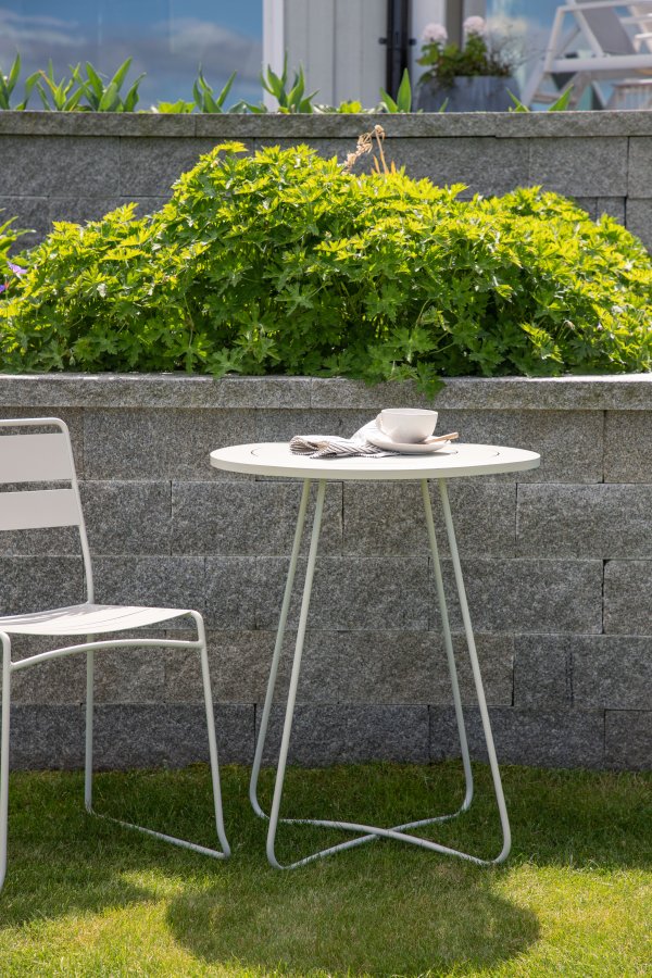 VENTURE DESIGN Bacong utend�rs kaf&eacute;bord, rundt - beige st�l (�60)