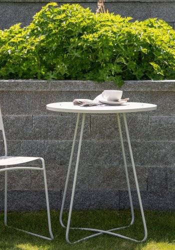 VENTURE DESIGN Bacong utend�rs kaf&eacute;bord, rundt - beige st�l (�60)