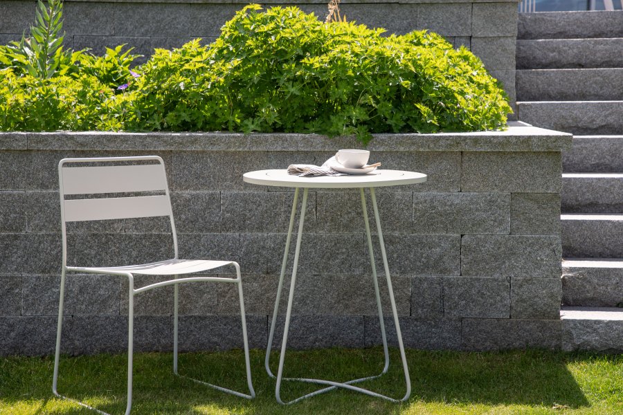 VENTURE DESIGN Bacong utend�rs kaf&eacute;bord, rundt - beige st�l (�60)