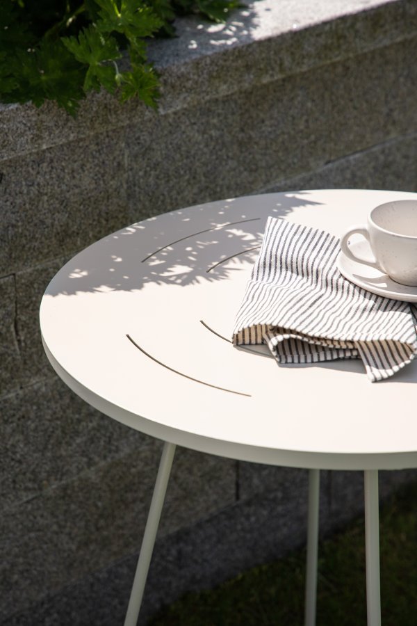 VENTURE DESIGN Bacong utend�rs kaf&eacute;bord, rundt - beige st�l (�60)