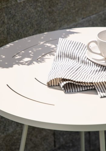 VENTURE DESIGN Bacong utend�rs kaf&eacute;bord, rundt - beige st�l (�60)