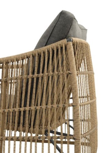 Cayman loungesett, med 1 bord, 1 sofa, 2 stoler, puter - rotting og antrasittgr aluminium