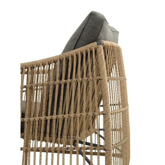 Cayman loungesett, med 1 bord, 1 sofa, 2 stoler, puter - rotting og antrasittgr aluminium