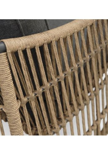 Cayman loungesett, med 1 bord, 1 sofa, 2 stoler, puter - rotting og antrasittgr aluminium