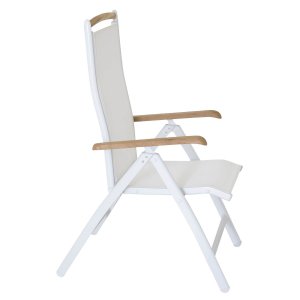VENTURE DESIGN Panama havestol m. 5 positioner og armln - hvid stof og aluminium samt natur teaktr 