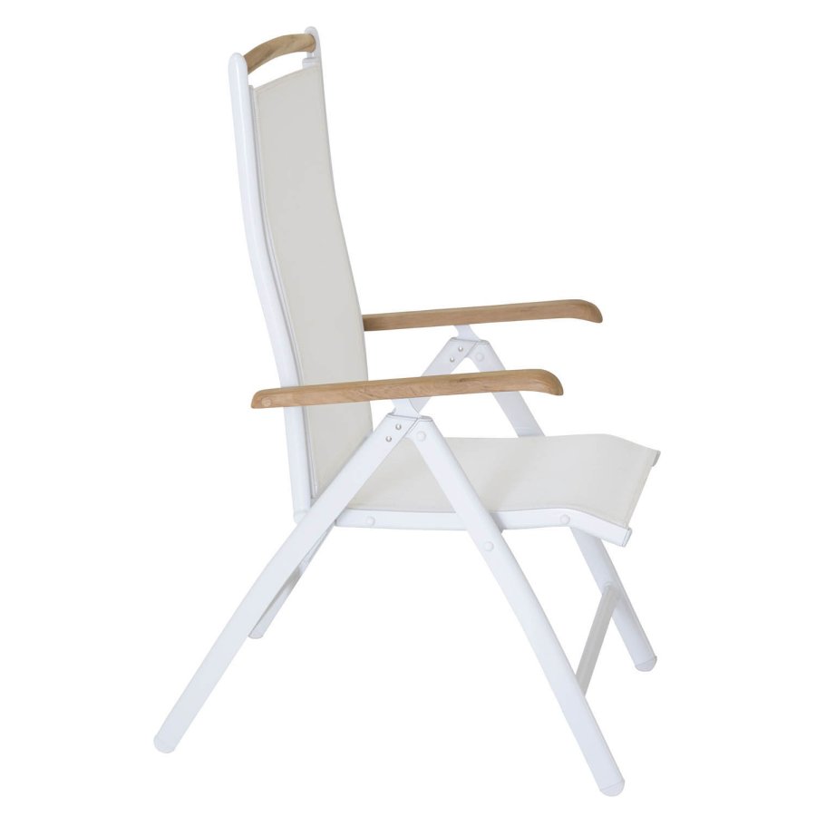 VENTURE DESIGN Panama hagestol m. 5 posisjoner og armlener - hvitt stoff og aluminium og naturlig teak 