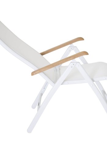 VENTURE DESIGN Panama hagestol m. 5 posisjoner og armlener - hvitt stoff og aluminium og naturlig teak 
