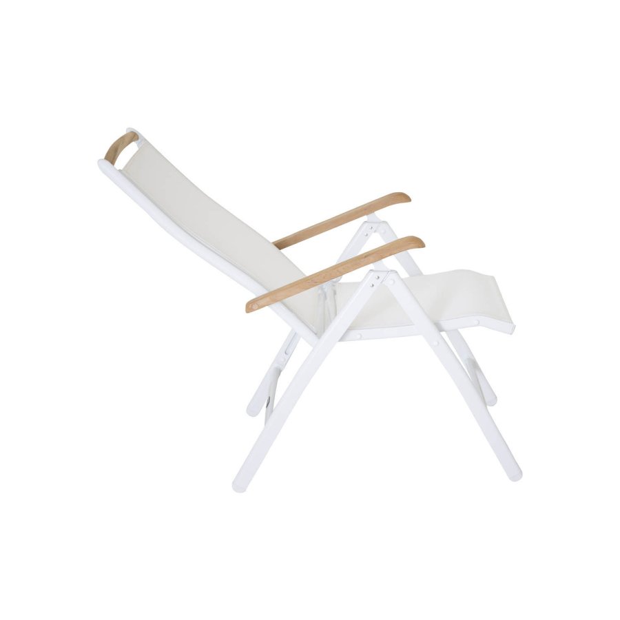 VENTURE DESIGN Panama hagestol m. 5 posisjoner og armlener - hvitt stoff og aluminium og naturlig teak 