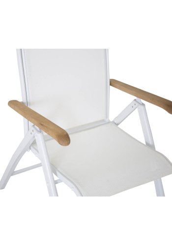 VENTURE DESIGN Panama hagestol m. 5 posisjoner og armlener - hvitt stoff og aluminium og naturlig teak 