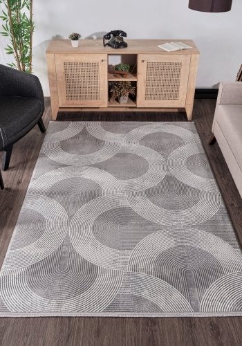 TEPPI Leo gulvtppe m. mnster, rektangulr - gr polypropylen/polyester (120x180)